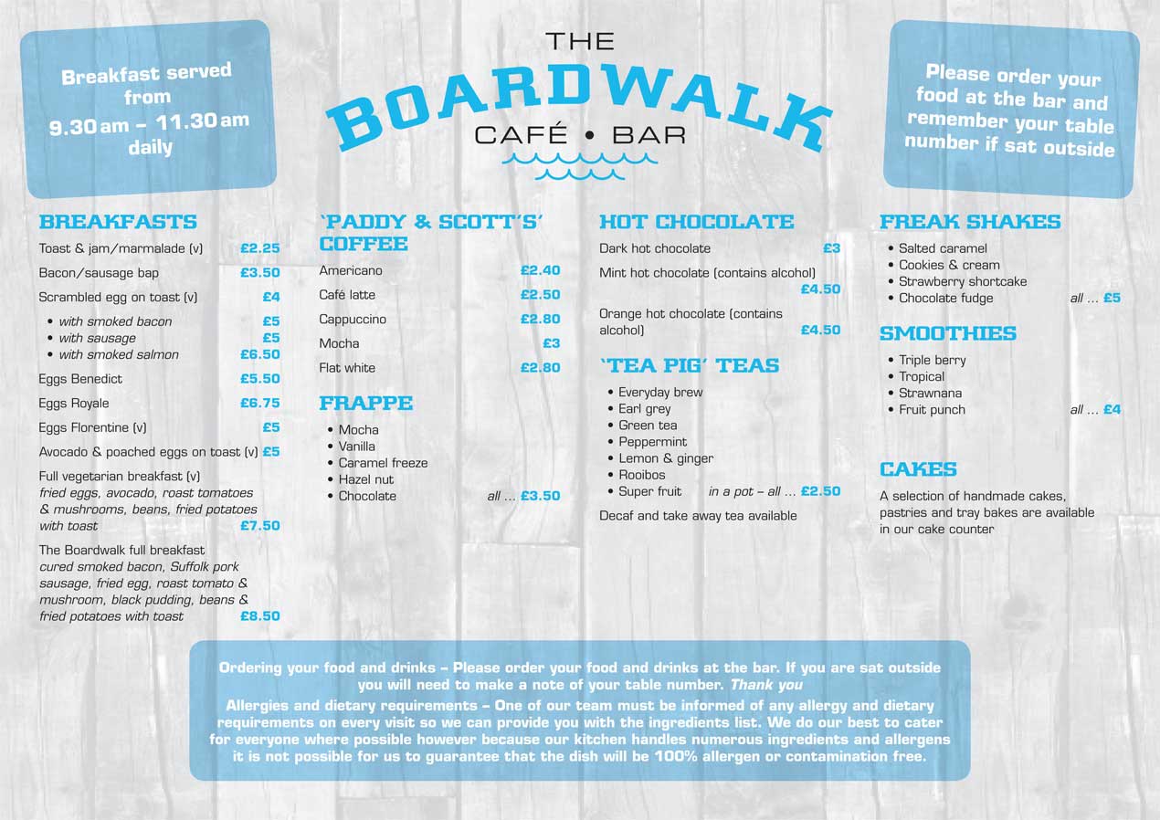 Page two of our menu